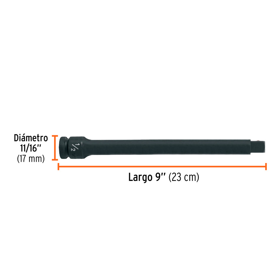 Extensión de impacto con cuadro de 1/2', largo 9', Truper Caja con 6, 100940
