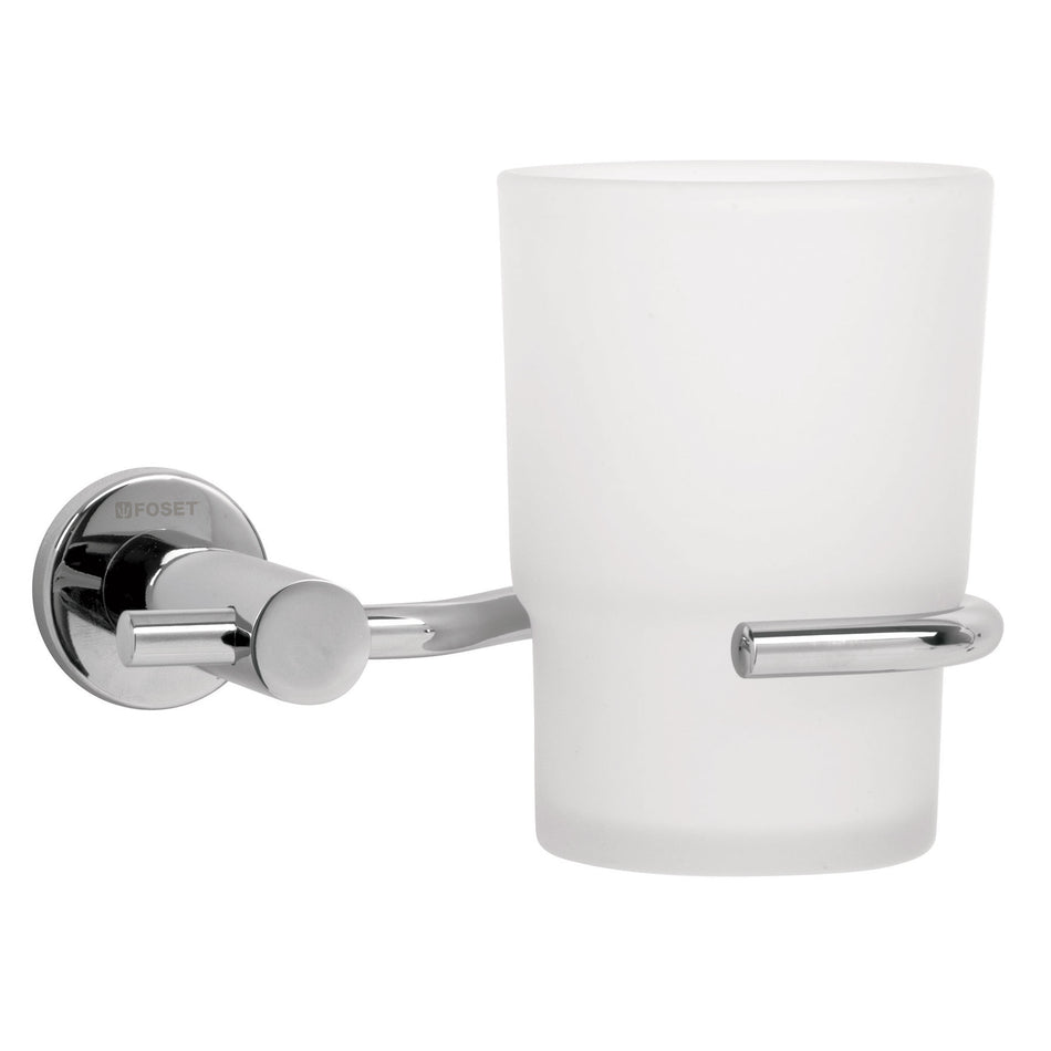 Portavaso cepillero cromo con vaso de vidrio, Foset Element Caja con 4, 49668