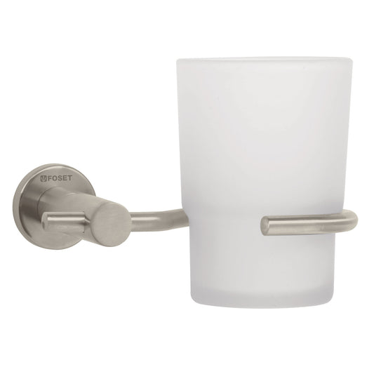 Portavaso cepillero satín con vaso de vidrio, Foset Element Caja con 4, 49674