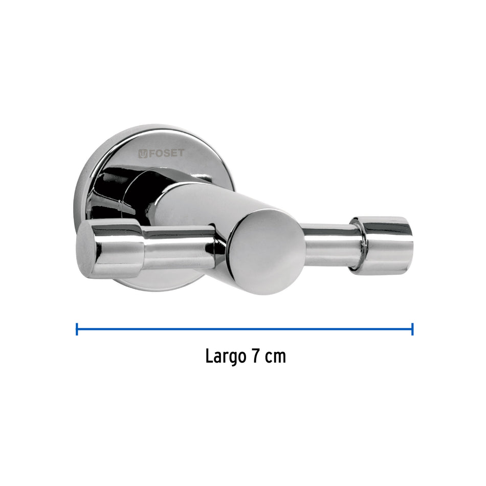 Gancho doble metálico cromo para toallas, Foset Element Caja con 4, 49667