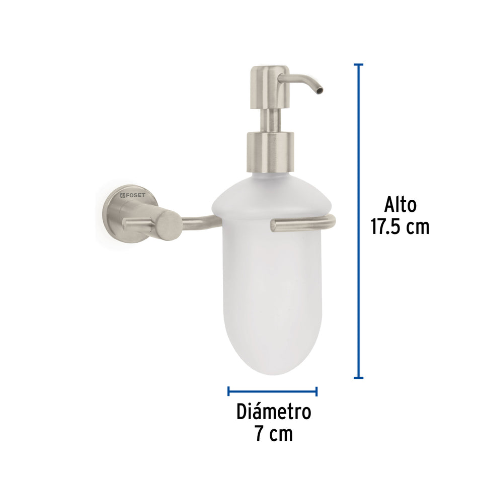 Dispensador de jabón a pared en acabado satín, Foset Element Caja con 4, 49666