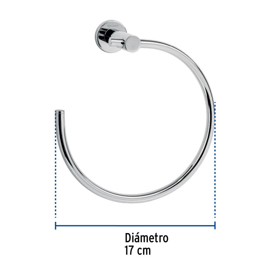 Toallero metálico de argolla acabado cromo, Foset Element Caja con 4, 49670
