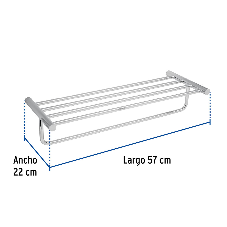 Repisa de latón portatoalla en acabado cromo, Foset Element, 49679