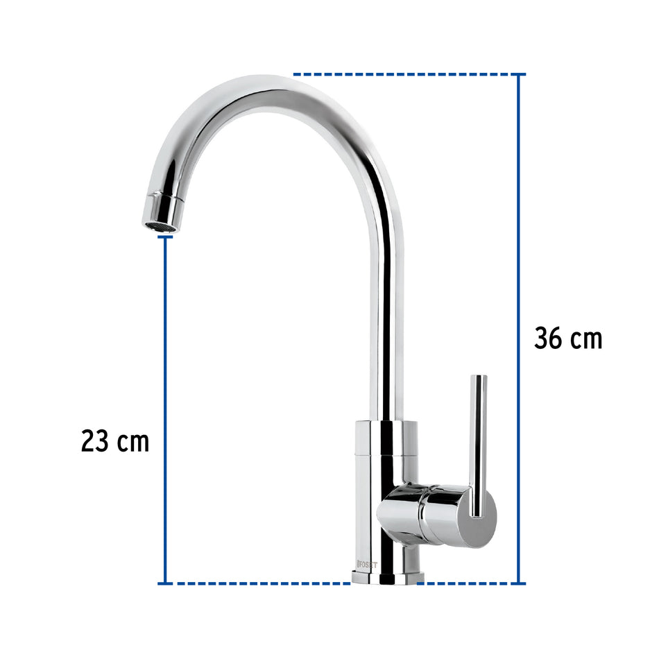 Monomando cromo cuello alto para fregadero, Foset Element, 49915