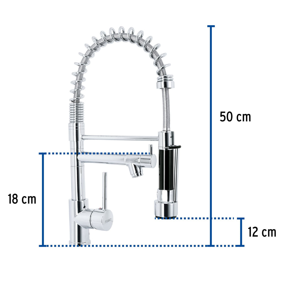 Monomando con doble salida para fregadero, Cromo, Element, 49106