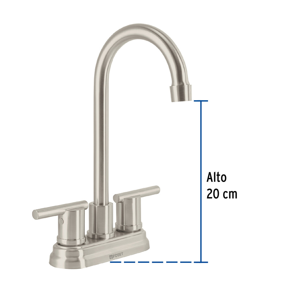 Mezcladora satín 4' para lavabo cuello tipo bar, Element, 49942