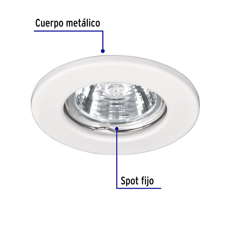 Luminario redondo blanco spot fijo, lámpara no incluida Caja con 4, 46612