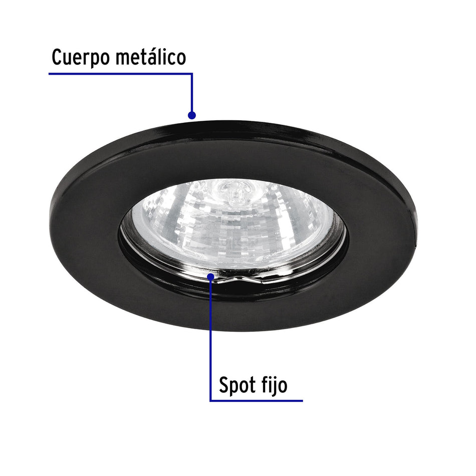 Luminario redondo negro spot fijo, lámpara no incluida Caja con 4, 46613