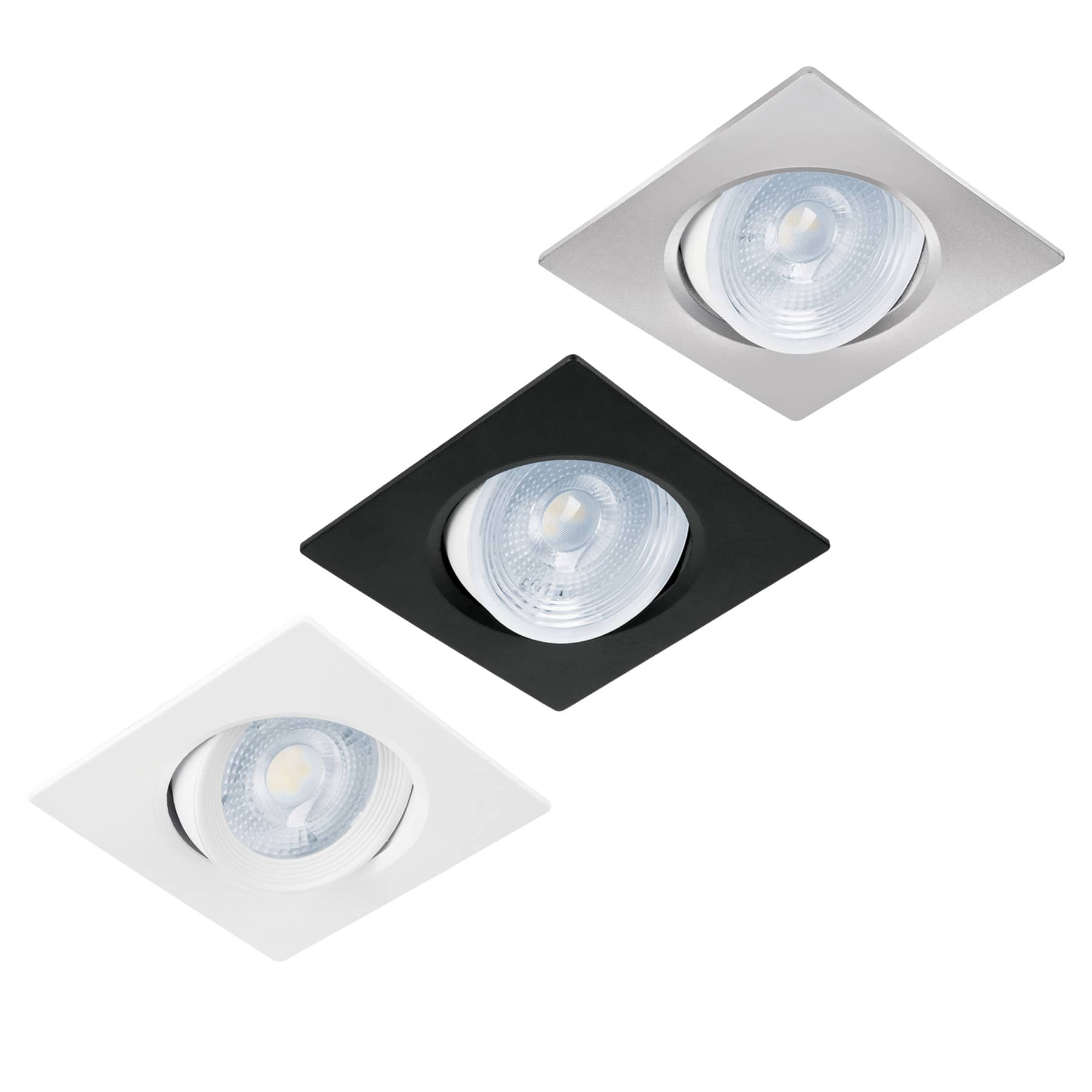 Luminario de LED 5 W empotrar cuadrado cromo spot dirigible, 46949