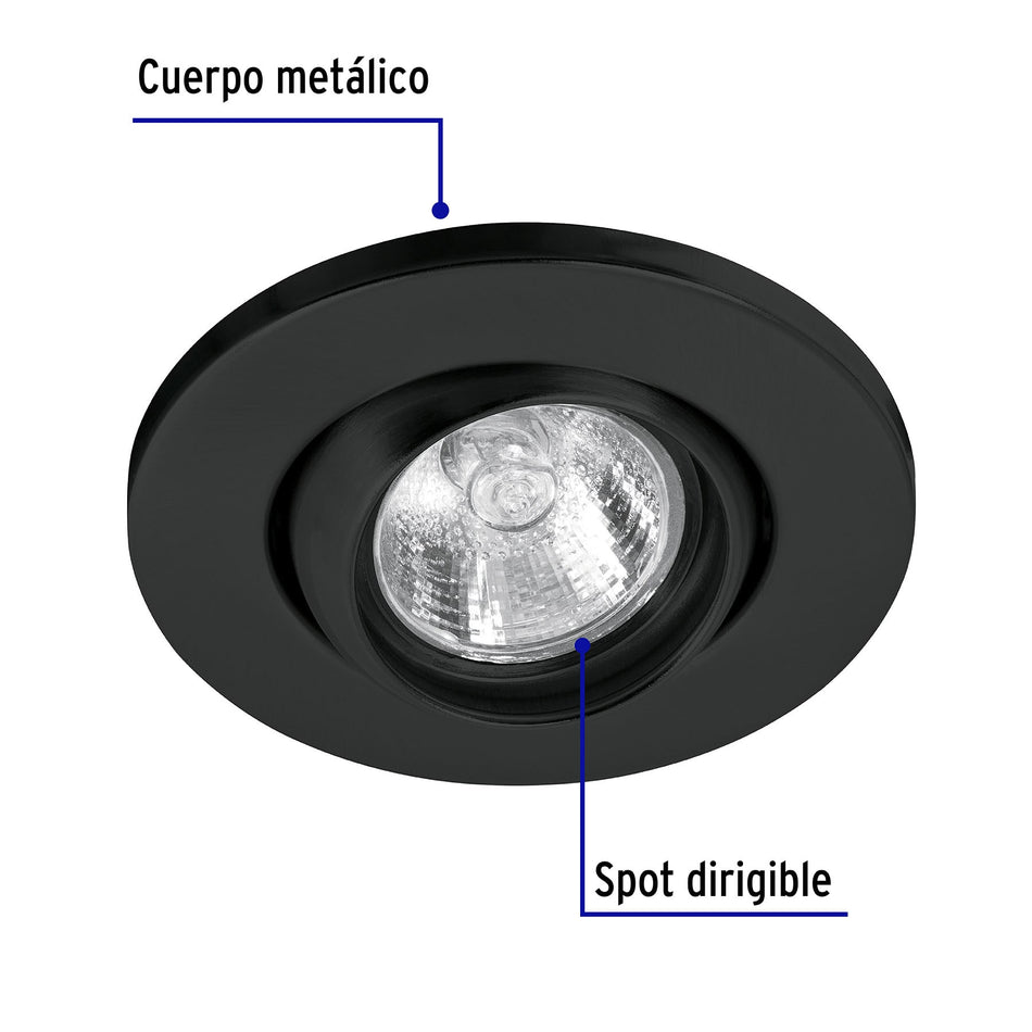 Luminario redondo negro spot esférico, lámpara no incluida Caja con 4, 46624