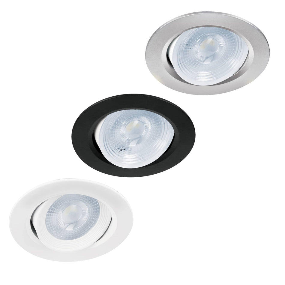 Luminario de LED 5 W empotrar redondo negro spot dirigible Caja con 4, 46945