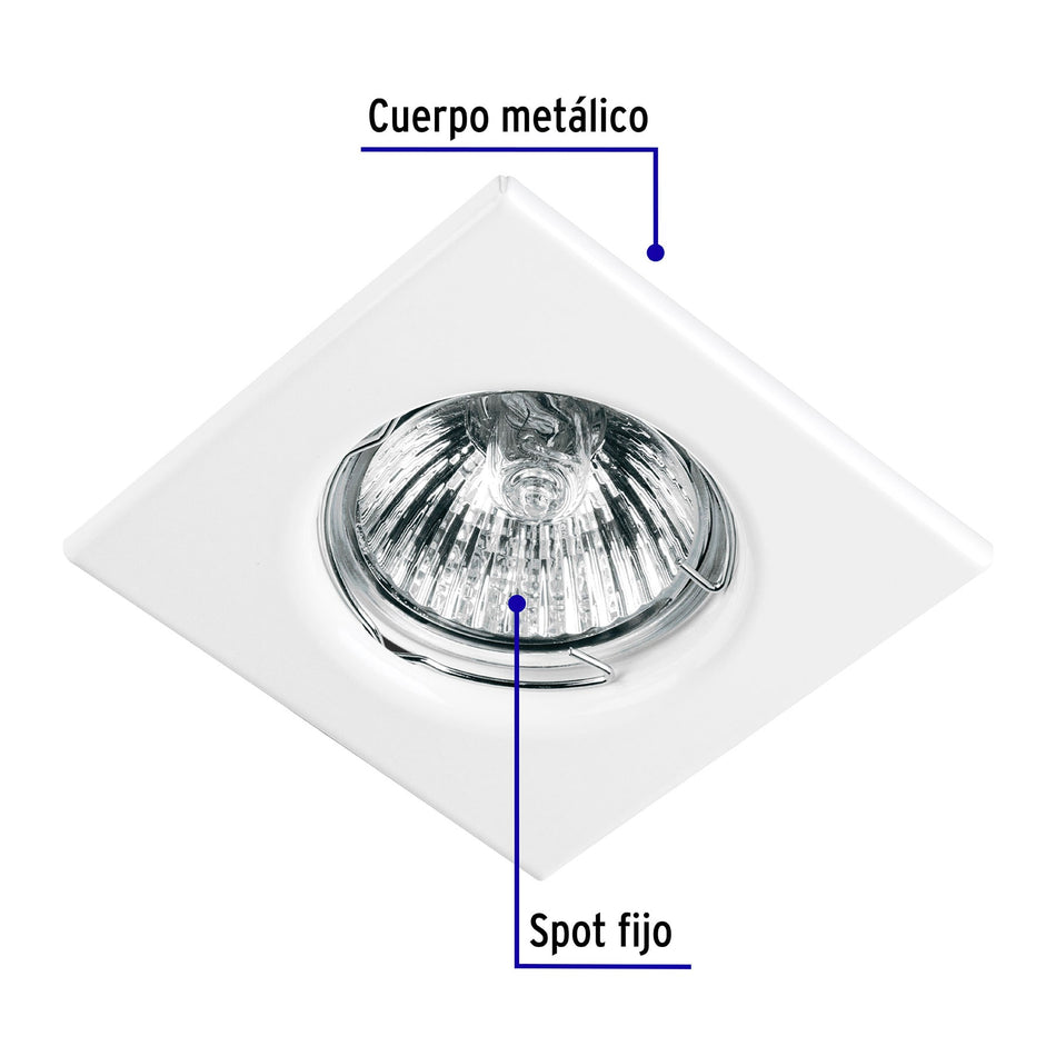 Luminario cuadrado blanco spot fijo, lámpara no incluida Caja con 4, 45566