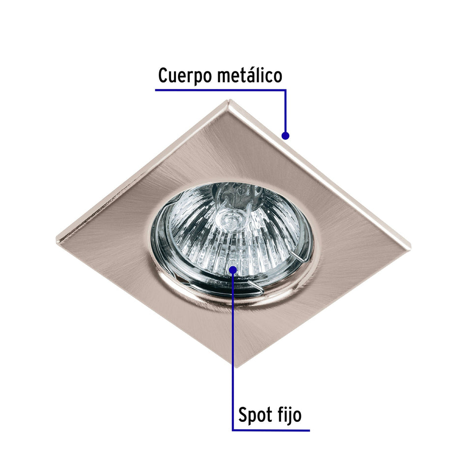 Luminario cuadrado satín spot fijo, lámpara no incluida Caja con 4, 45568
