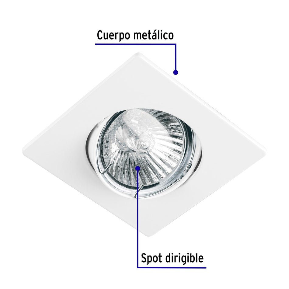 Luminario cuadrado blanco spot dirigible,lámpara no incluida Caja con 4, 45563