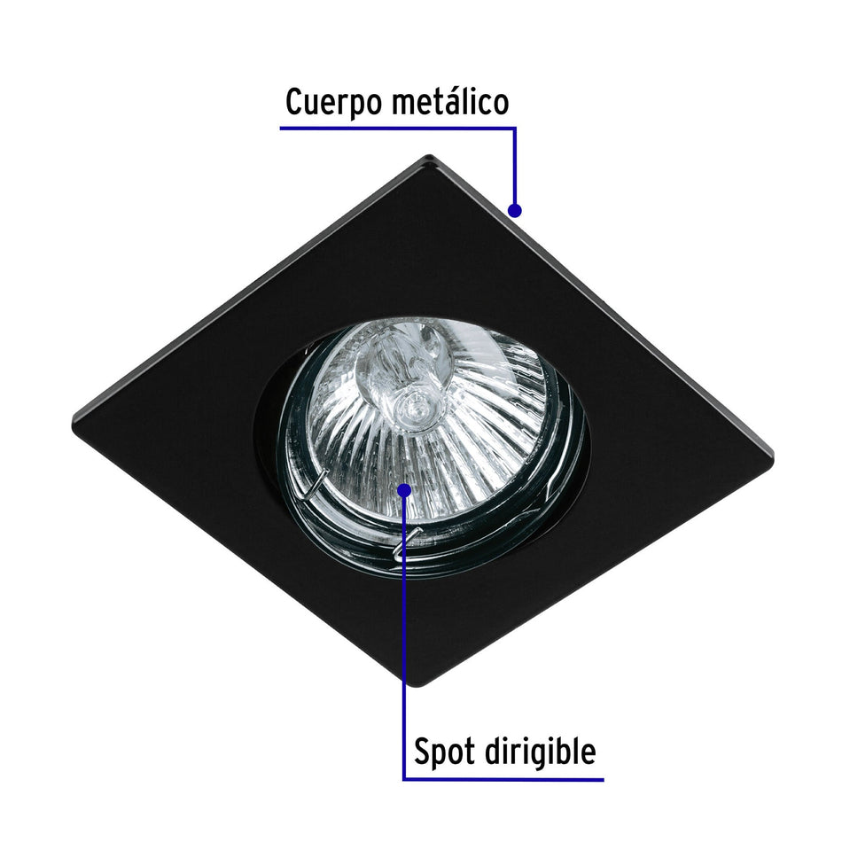 Luminario cuadrado negro spot dirigible, lámpara no incluida Caja con 4, 45564