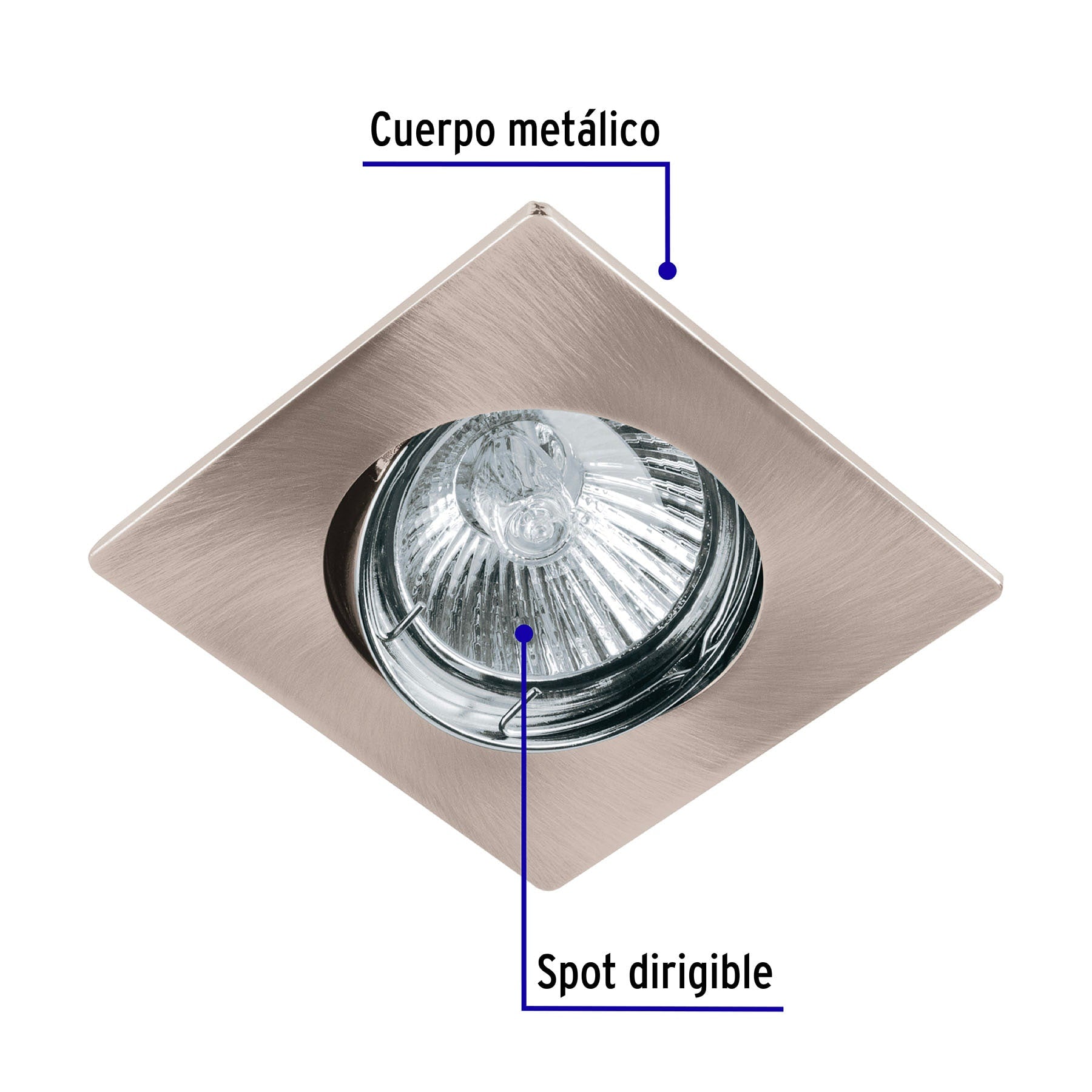 Luminario cuadrado satín spot dirigible, lámpara no incluida, 45565
