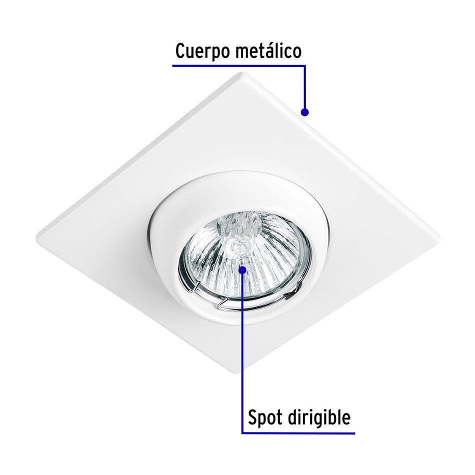 Luminario cuadrado blanco spot esférico, lámpara no incluida Caja con 4, 45569