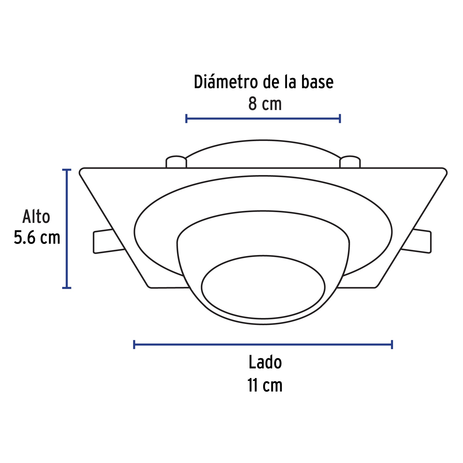 Luminario cuadrado negro spot esférico, lámpara no incluida, 45570