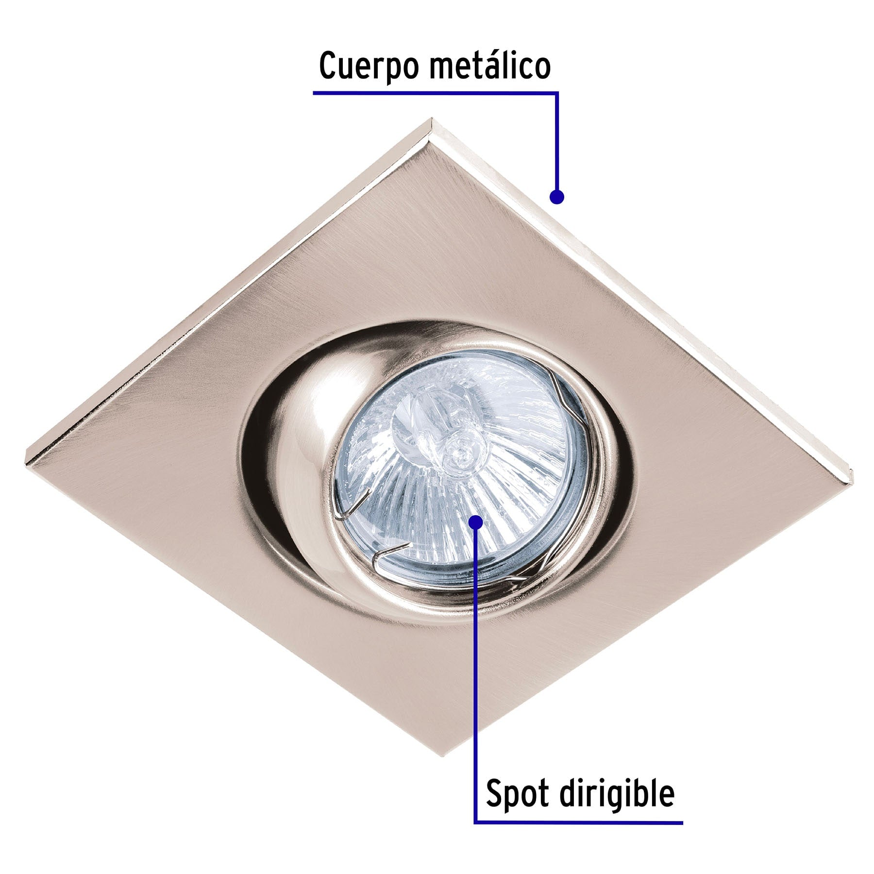 Luminario cuadrado satín spot esférico, lámpara no incluida, 45571