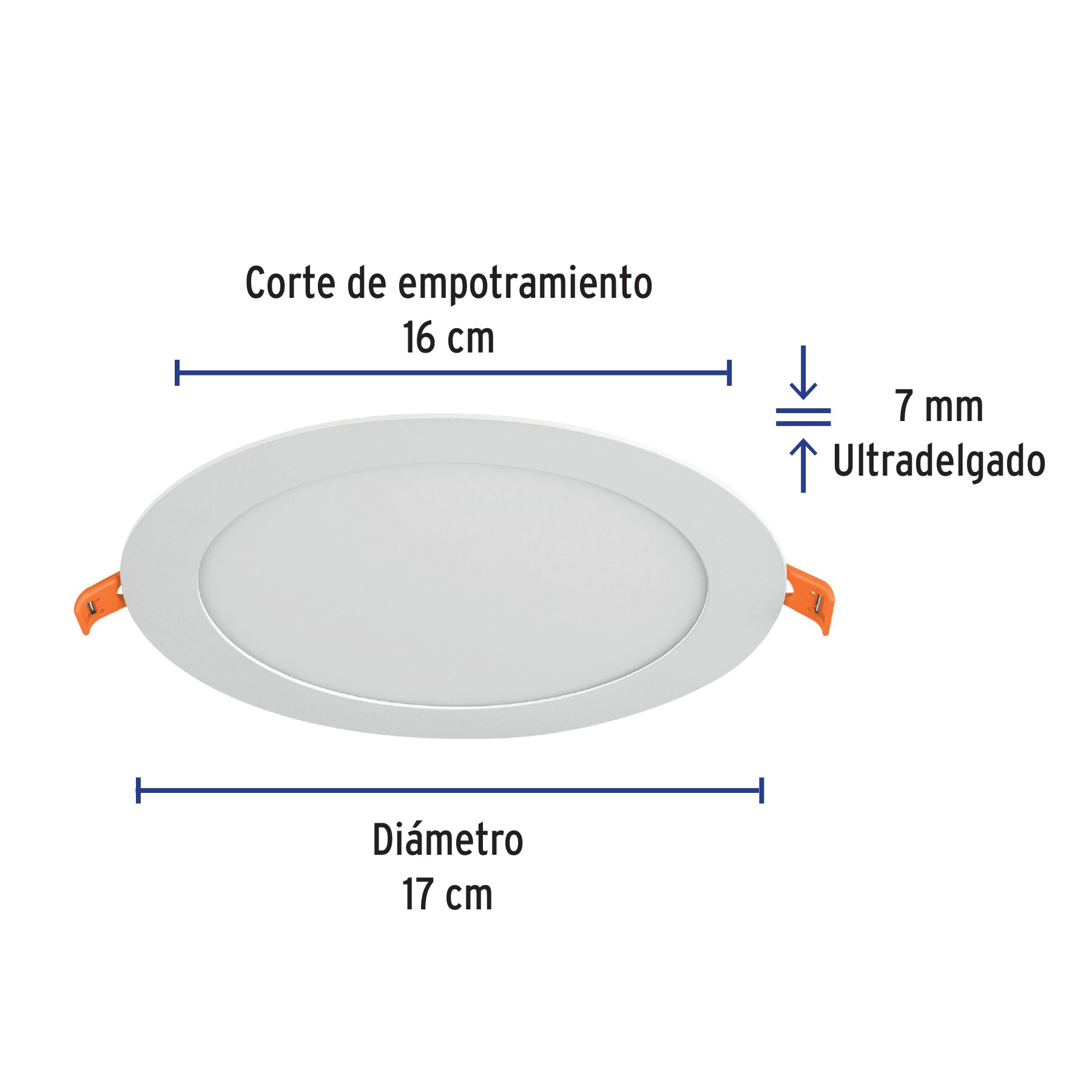 Luminario ultra delgado LED 12 W empotrar redondo luz cálida, 47410