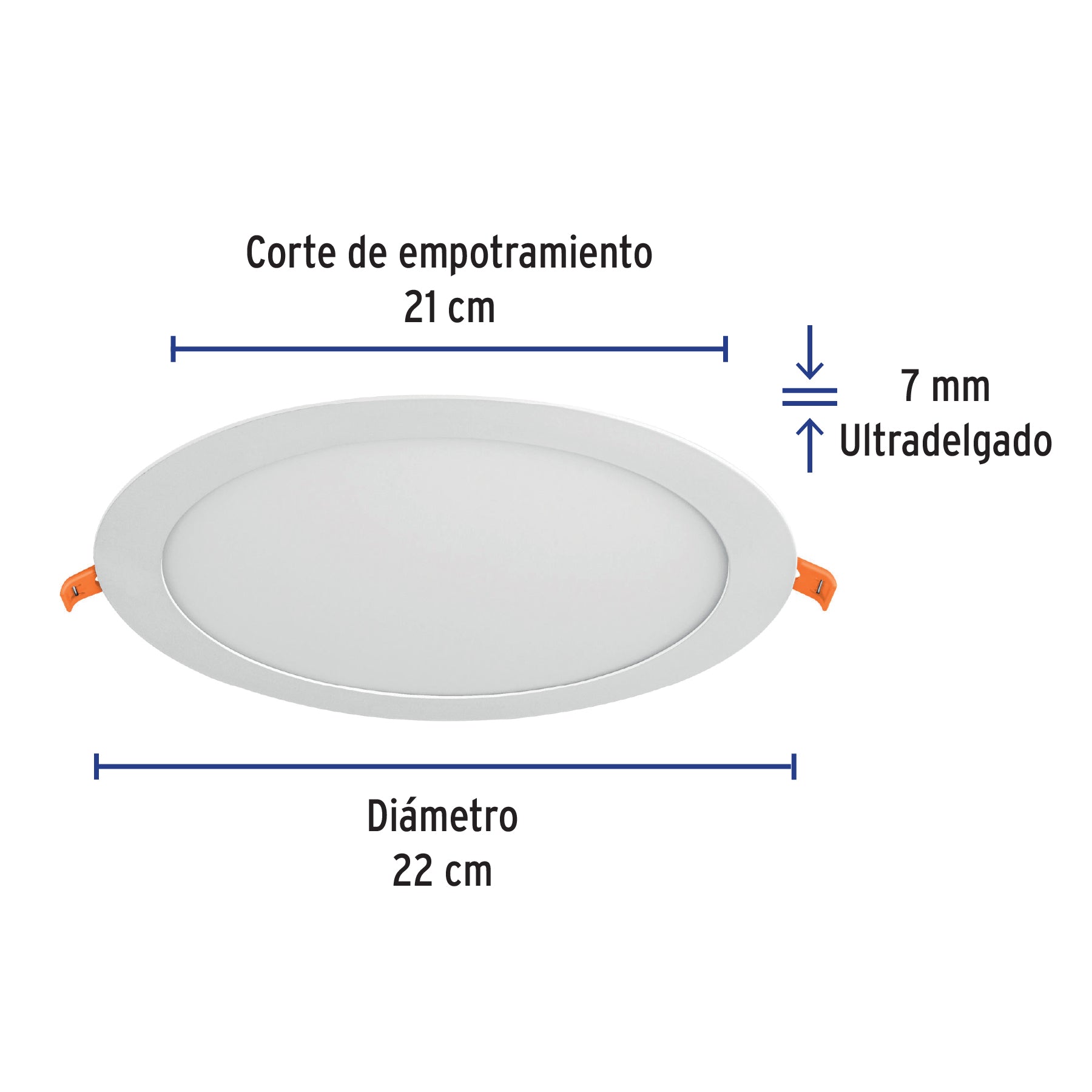 Luminario ultra delgado LED 18 W empotrar redondo luz cálida, 47411