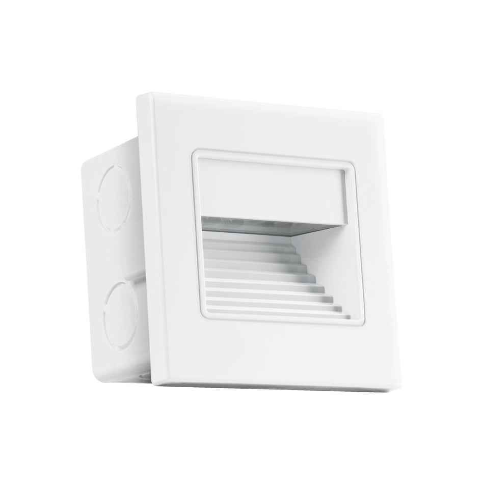 Luminario LED empotrable de cortesía 1 W, luz cálida, blanco Caja con 4, 49498