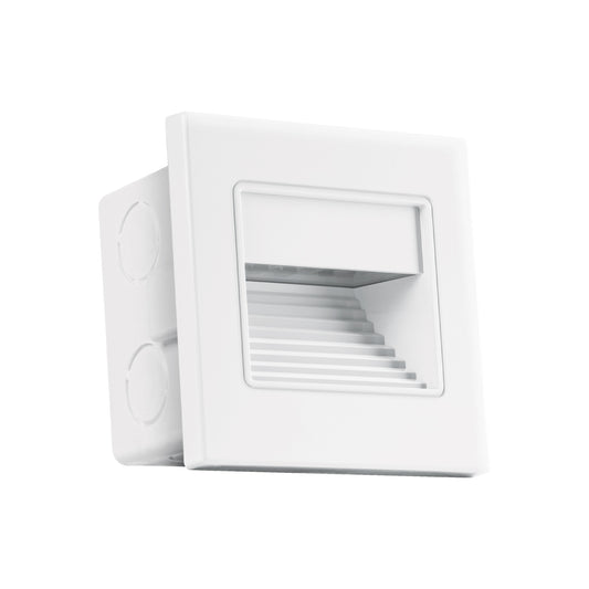 Luminario LED empotrable de cortesía 1 W, luz cálida, blanco Caja con 4, 49498