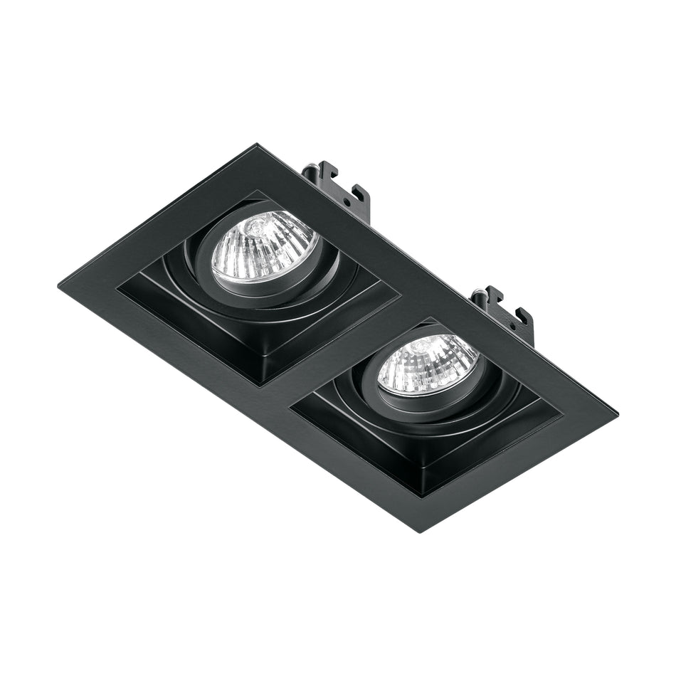 Luminario empotrable con 2 spots dirigibles, negro, VOLTECK, 49713