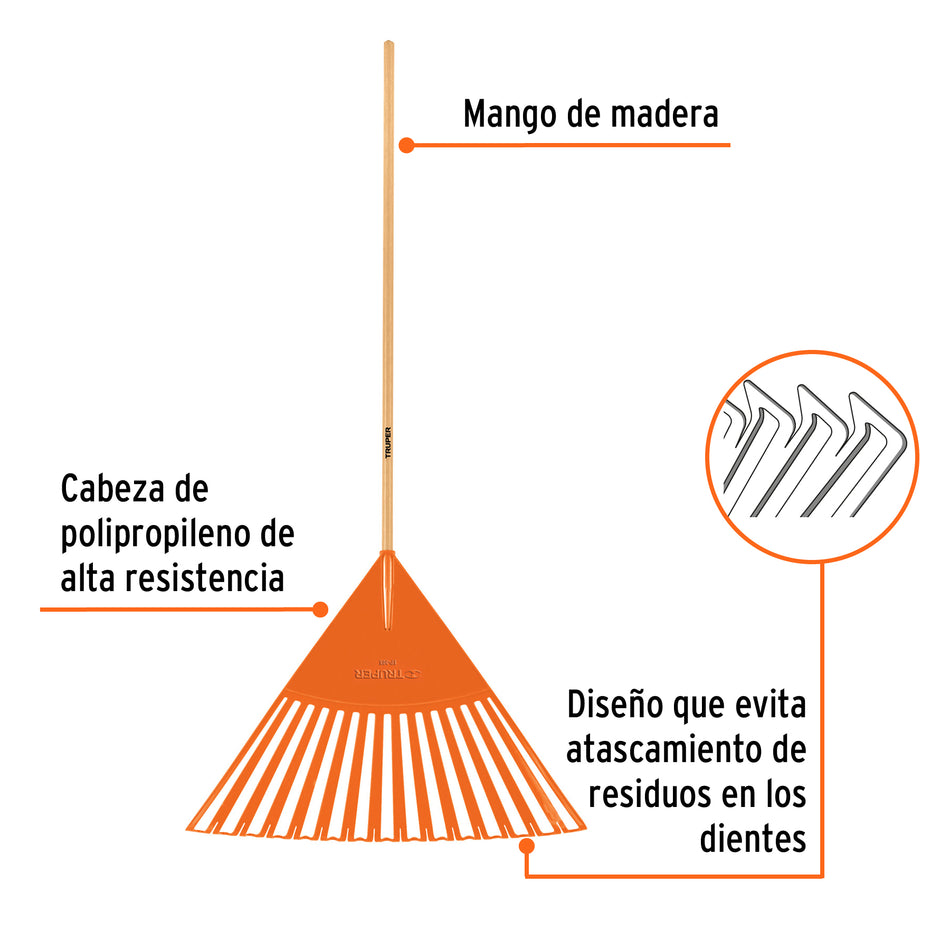 Escoba para alto volumen de hojas, Truper Caja con 6, 103367