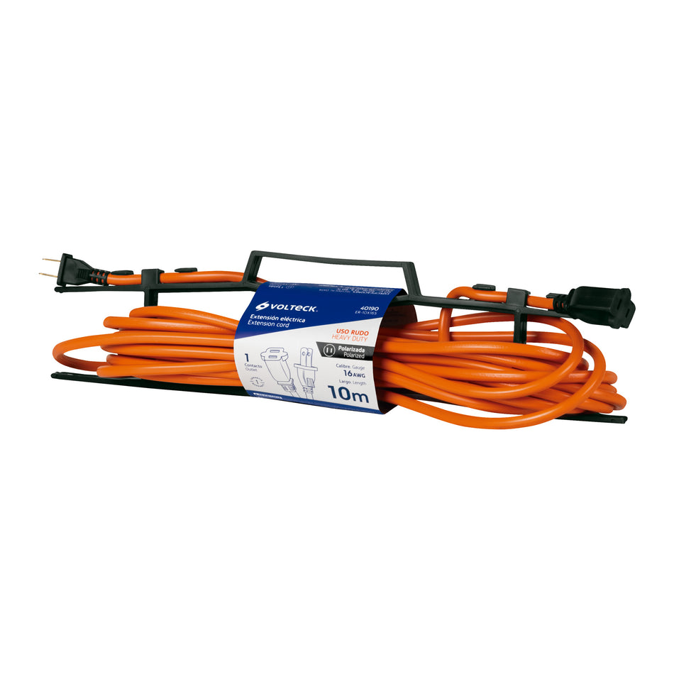 Extensión eléctrica uso rudo 10 m 2x16 AWG para 1 clavija Caja con 4, 40190