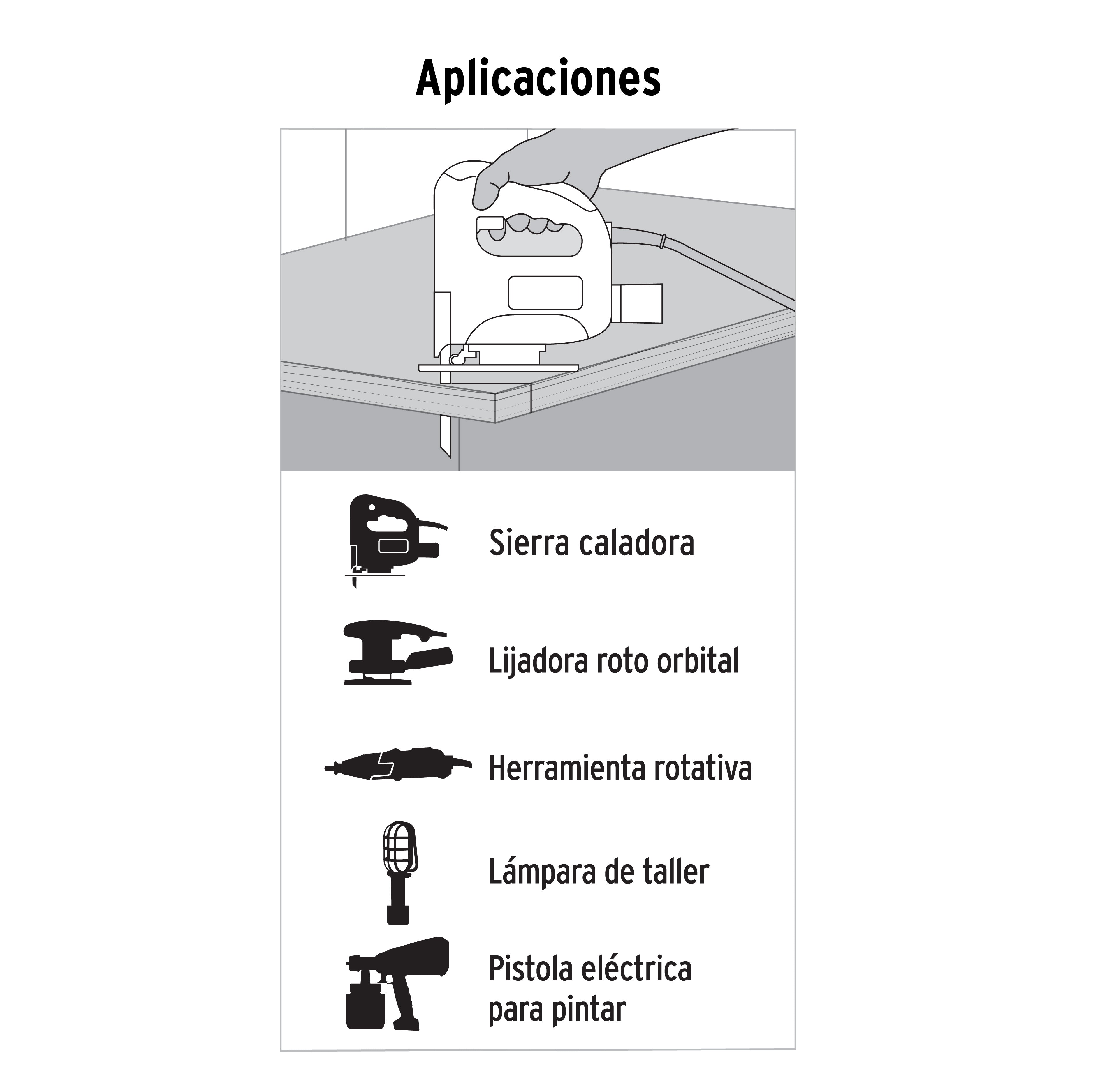 Extensión eléctrica de uso rudo 10 m 2x16 AWG, Volteck, 48046