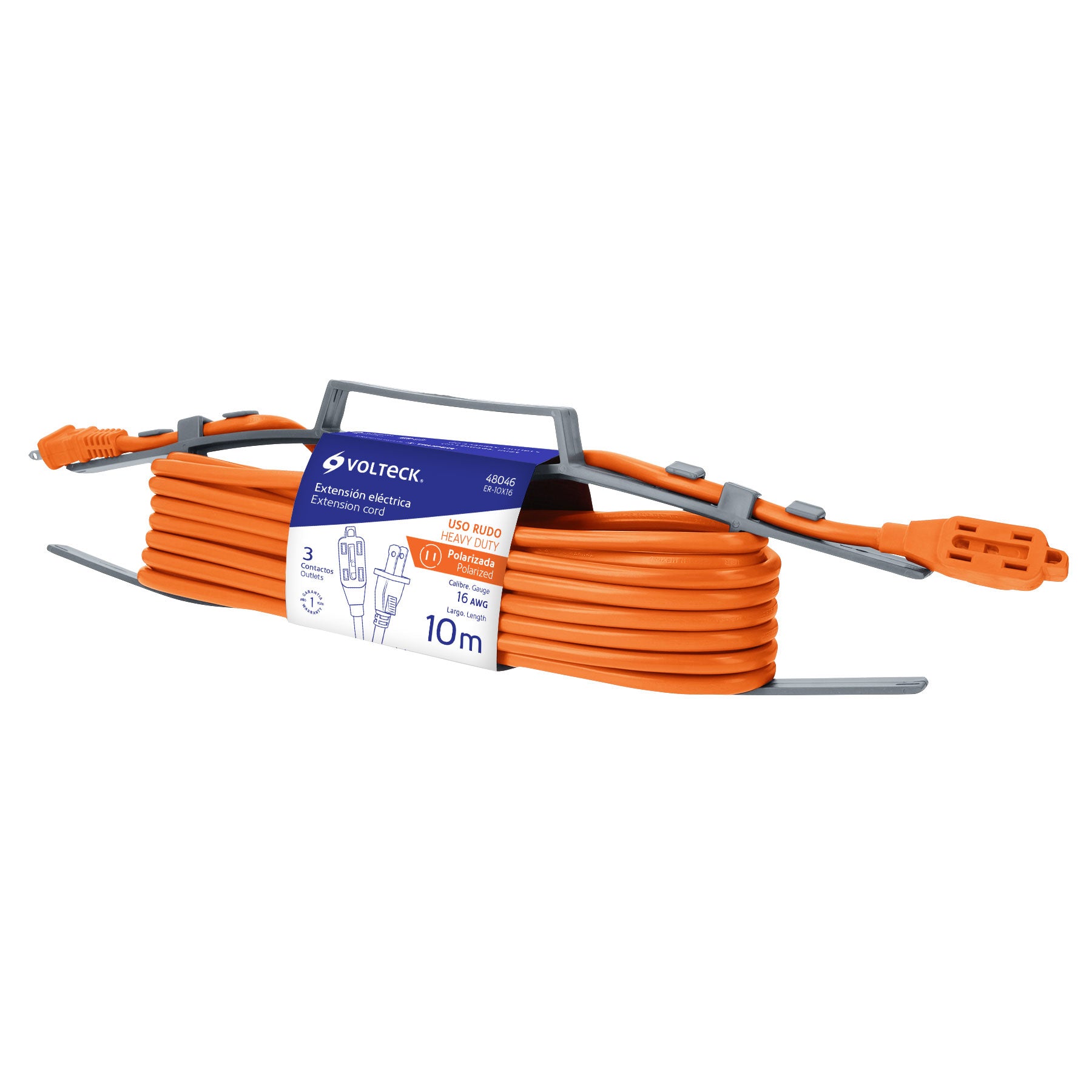 Extensión eléctrica de uso rudo 10 m 2x16 AWG, Volteck, 48046