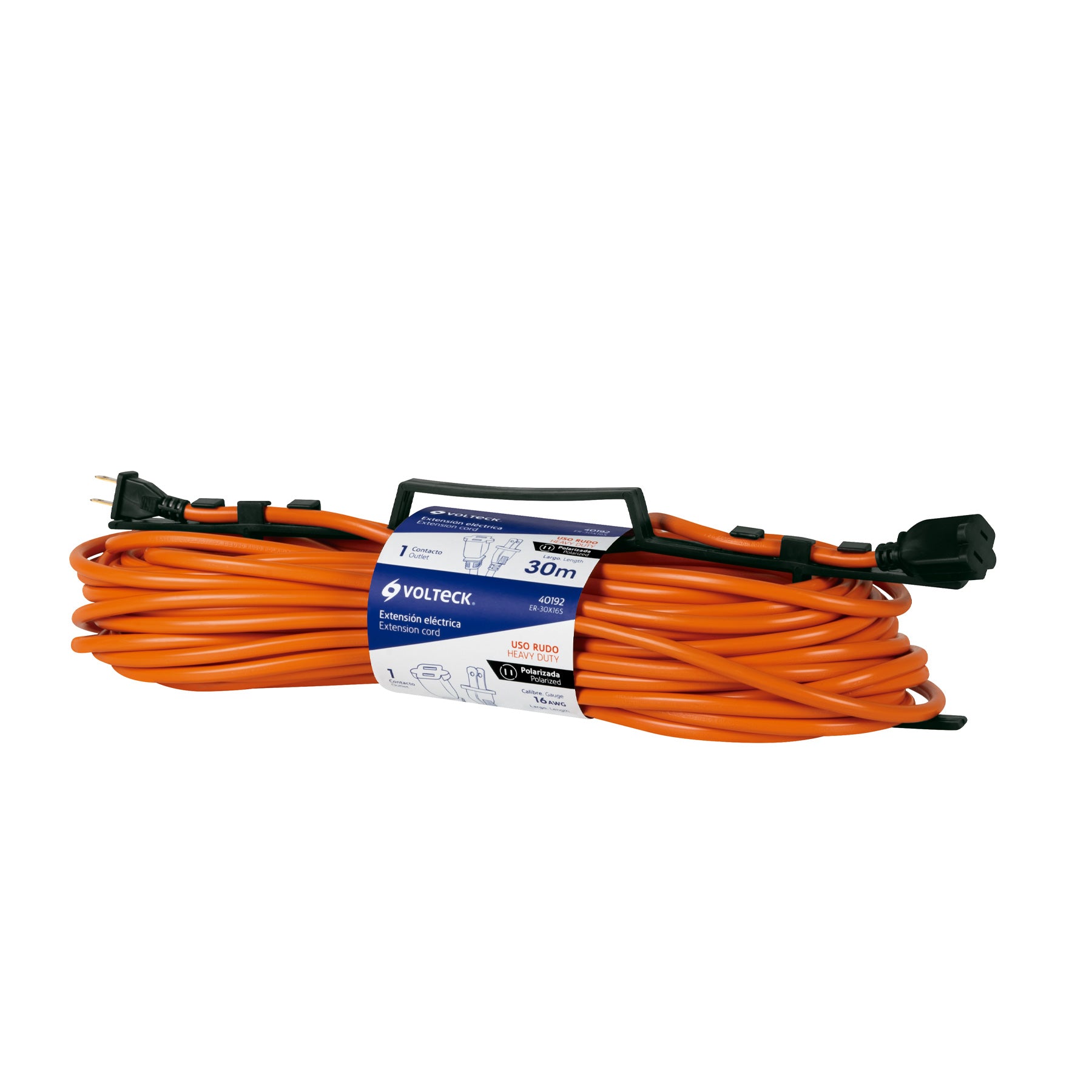 Extensión eléctrica uso rudo 30 m 2x16 AWG para 1 clavija, 40192