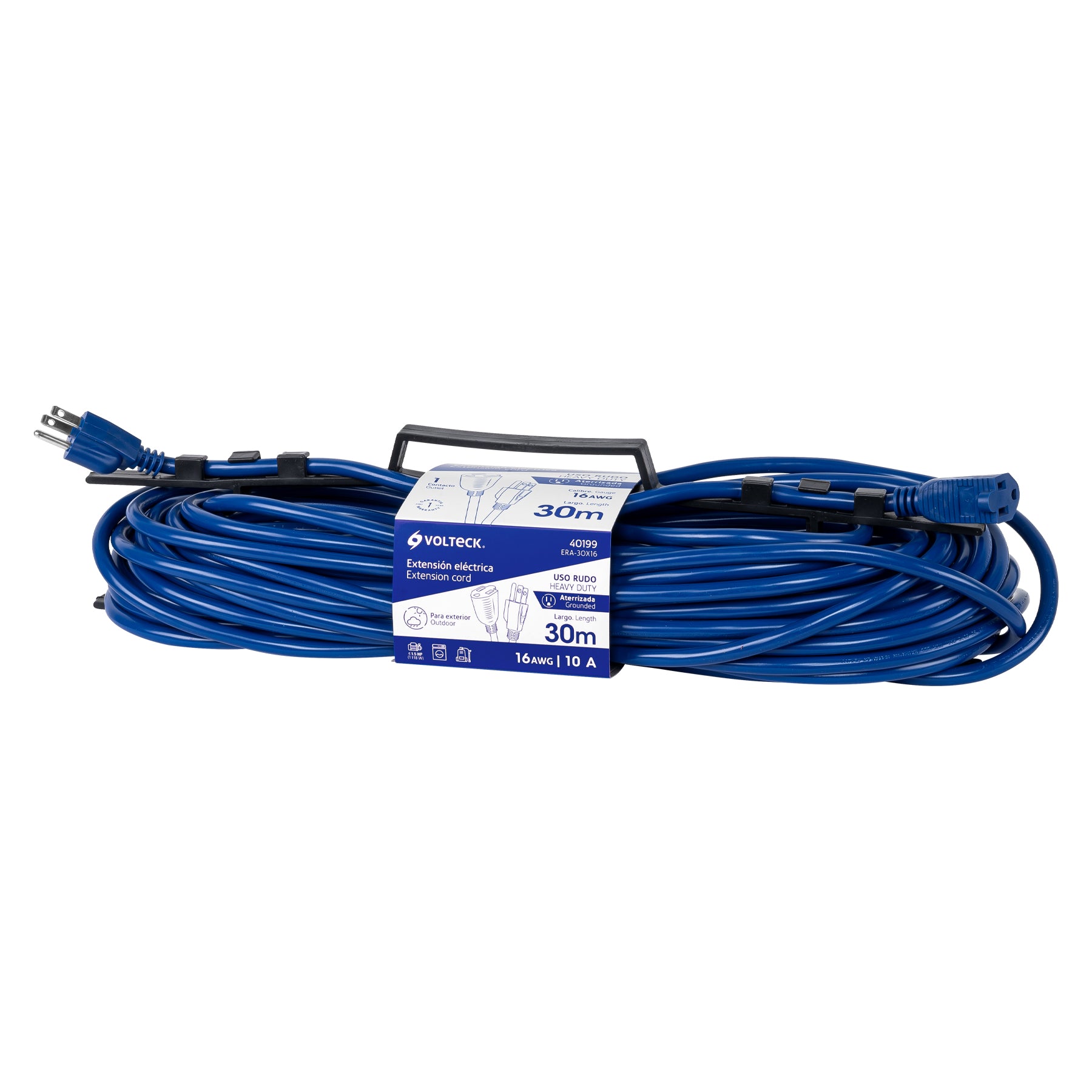 Extensión eléctrica de uso rudo 30 m 2x16 AWG, Volteck, 48051