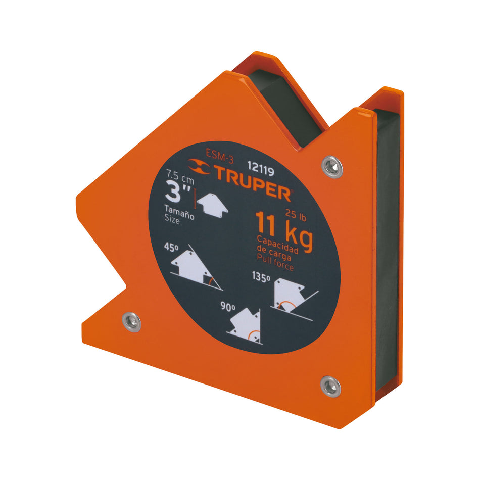Escuadra magnética 3' para soldar, capacidad 11 kg, TRUPER Caja con 6, 12119