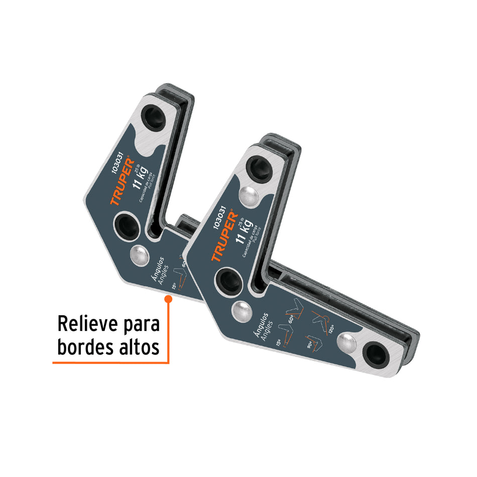 2 Escuadras magnéticas esquineras 3' capacidad 11 kg, TRUPER Caja con 3, 103031