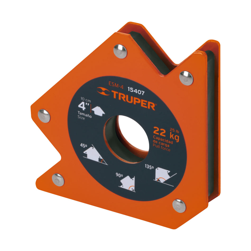 Escuadra magnética 4' para soldar, capacidad 22 kg, TRUPER Caja con 4, 15407