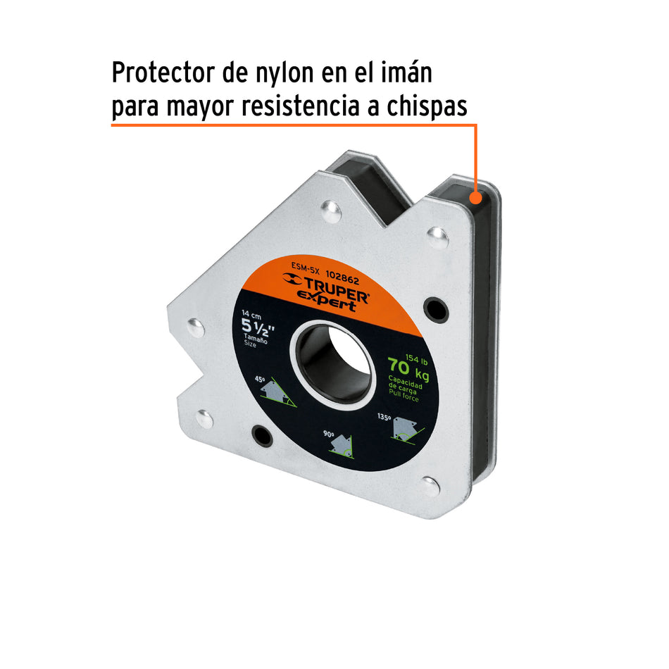 Escuadra magnética 5' para soldar, capacidad 70 kg, EXPERT Caja con 4, 102862