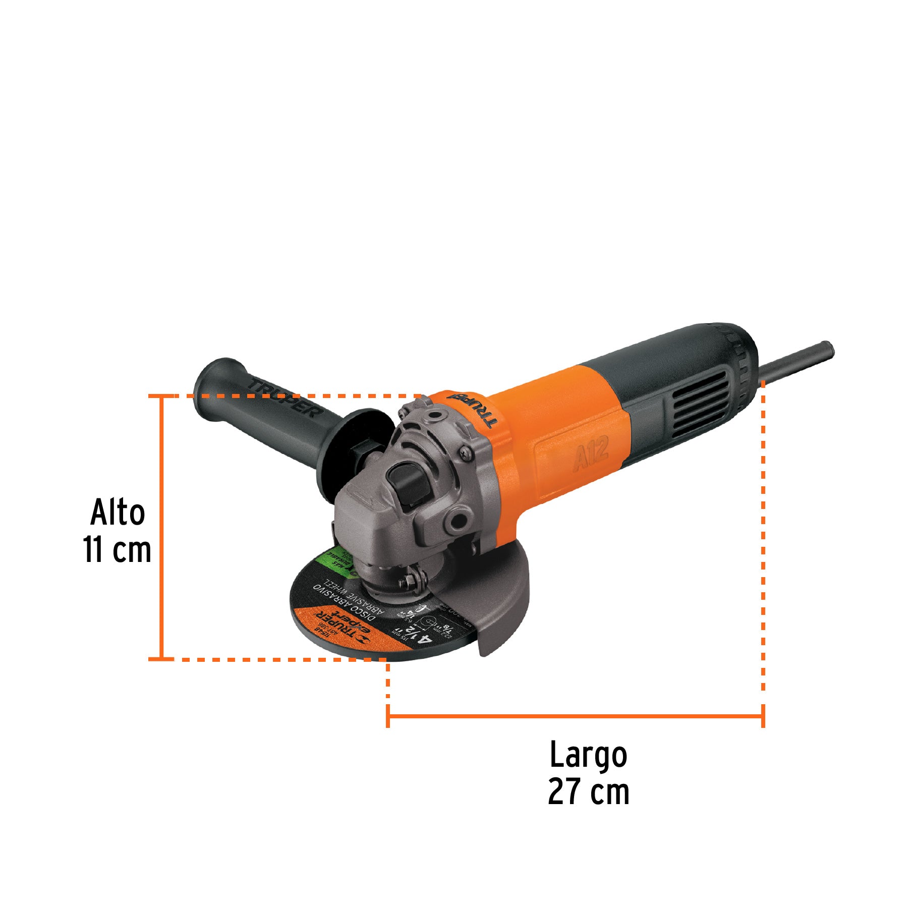 Esmeriladora angular 4-1/2', 700W, TRUPER PRO, 14013