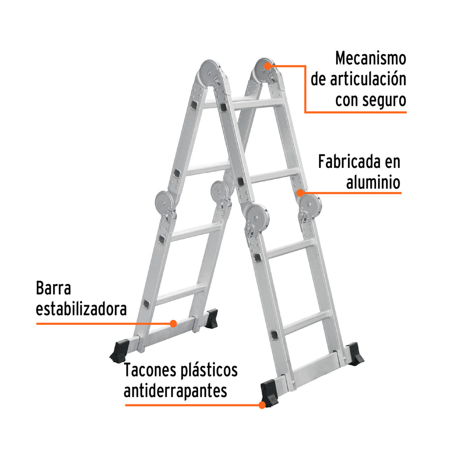 Escalera multiposición 8 peldaños, Tipo I, Truper, 101905
