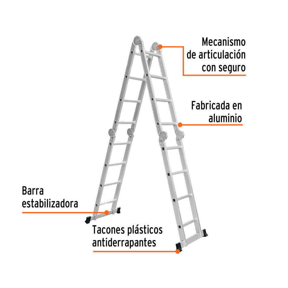 Escalera multiposición 16 peldaños, Tipo I, Truper, 101906