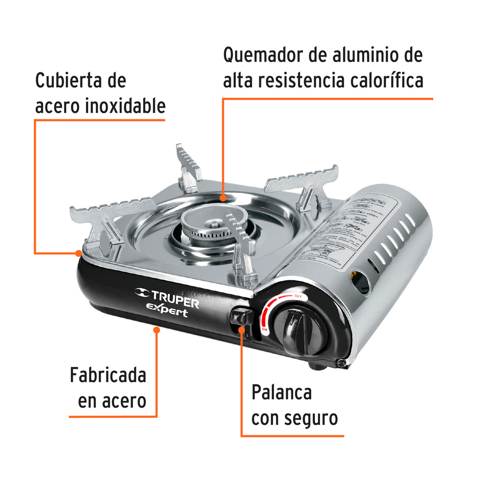 Estufilla portátil, encendido electrónico, lata 1/4, Expert, 18530