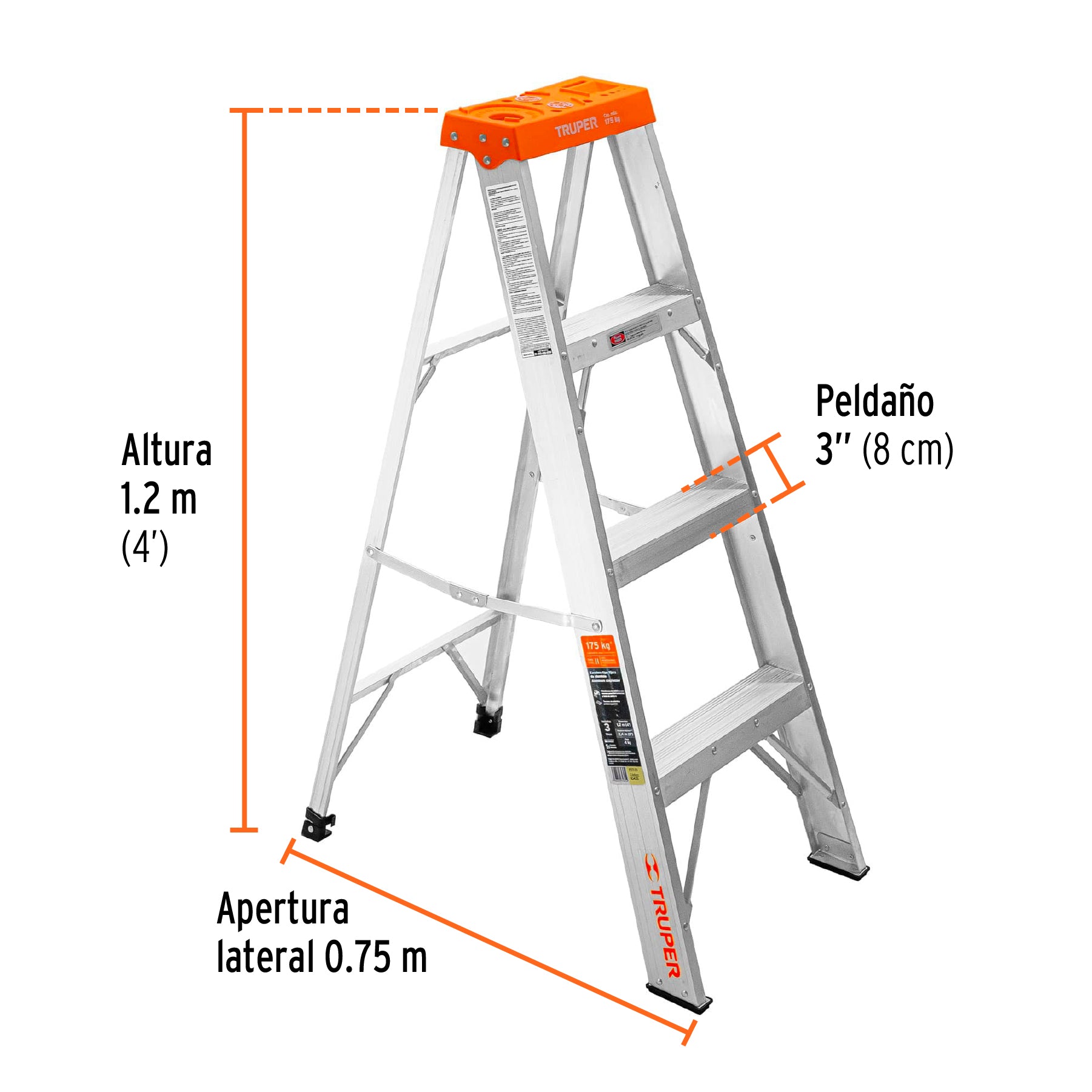 Escalera de tijera tipo II 3 peldaños, Truper, 10435