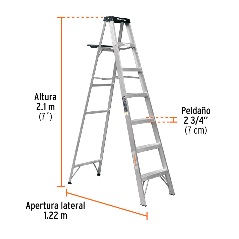 Escalera de tijera tipo III 6 escalones y bandeja, Truper, 10437