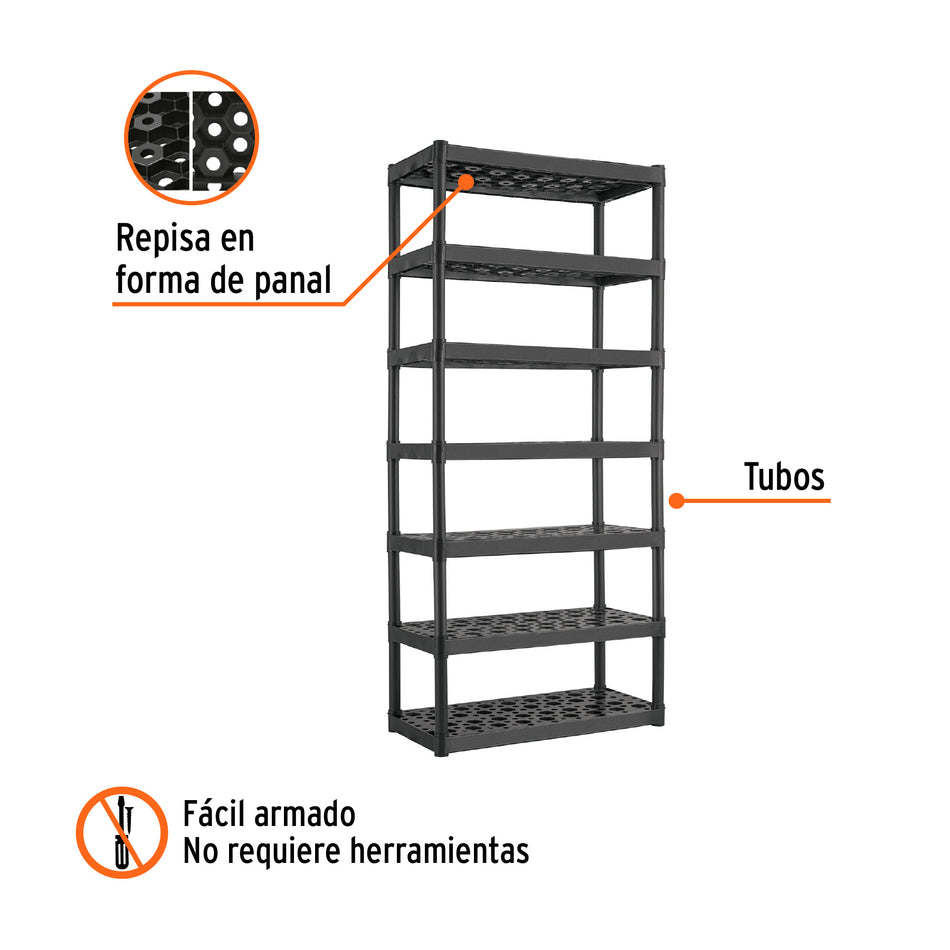 Estante plástico uso rudo 7 rep/cap. 70 Kg, 185x43x91,TRUPER, 103600