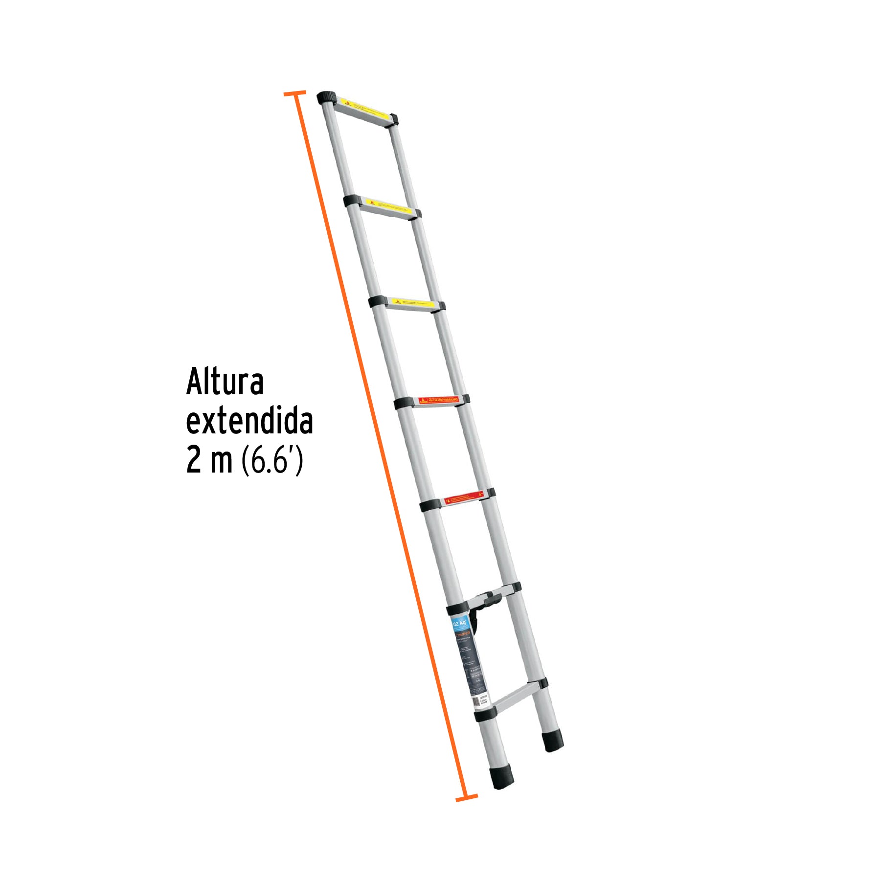 Escalera telescópica, 7 peldaños, tipo II, capacidad 102kg, 101903