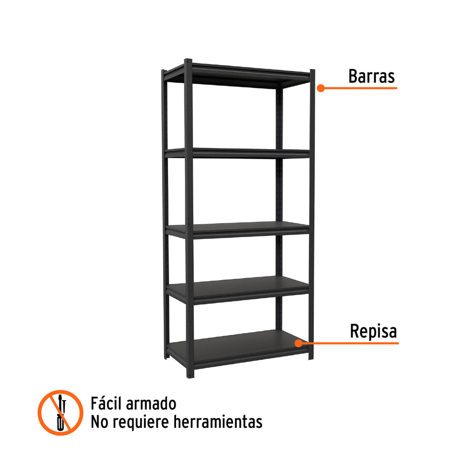 Estante metálico 5 repisas capacidad 80 Kg,180x45x85, TRUPER, 58003