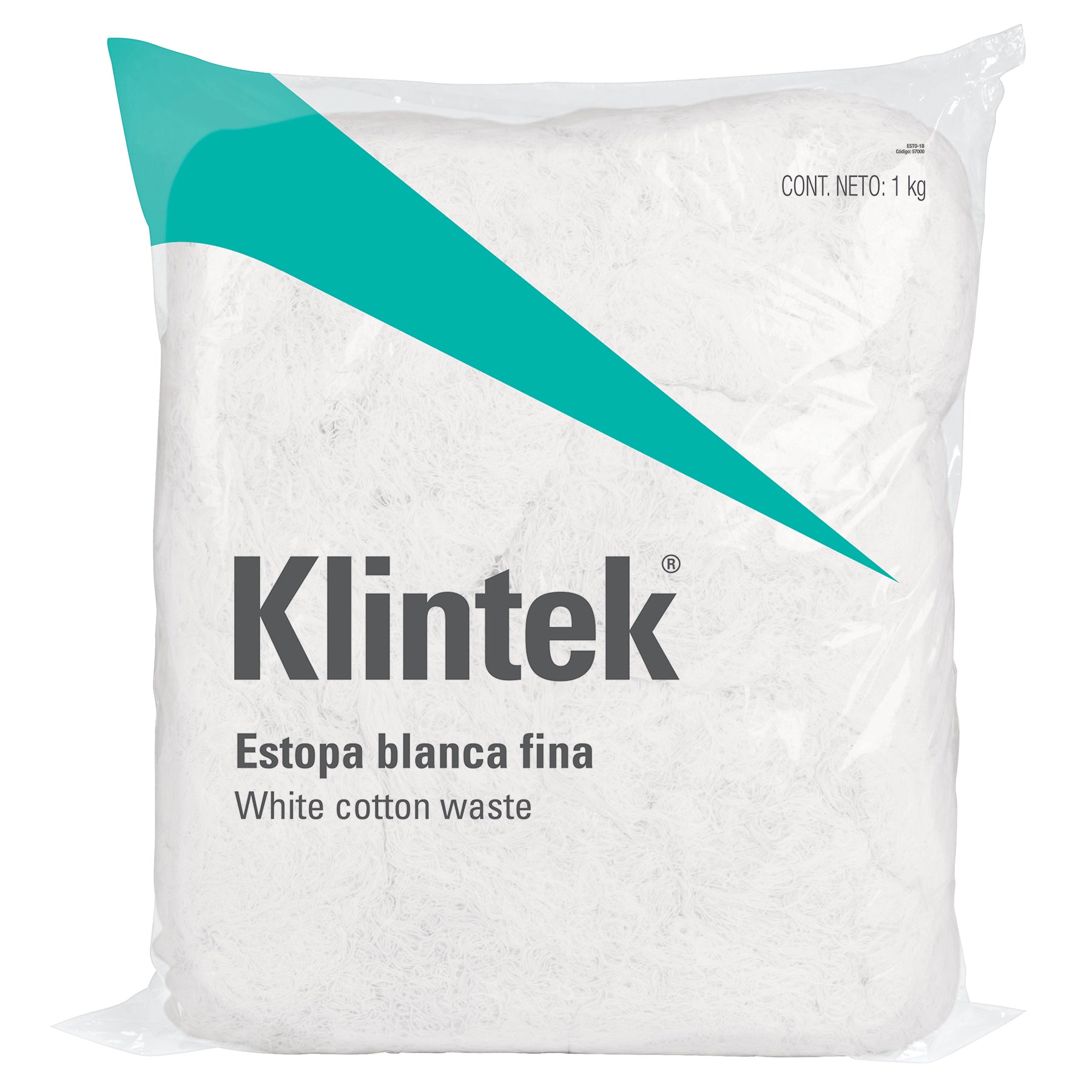 Bolsa de 1 kg de estopa color blanca, Klintek, 57000