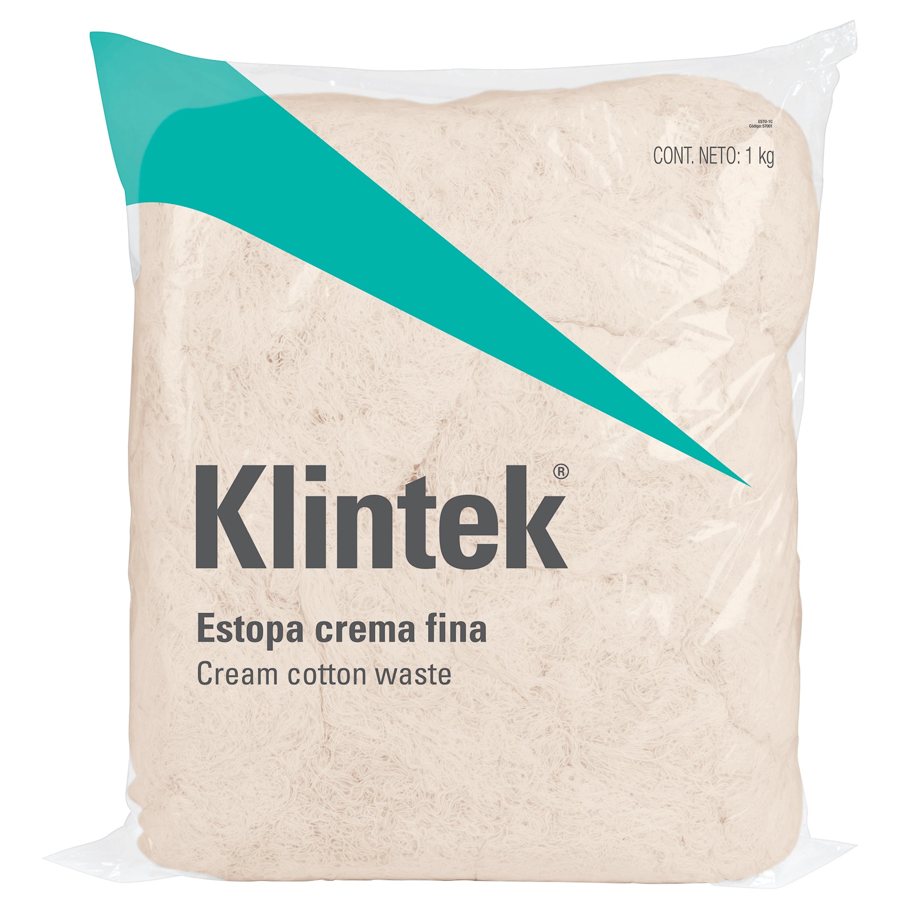 Bolsa de 1 kg de estopa color crema, Klintek, 57001