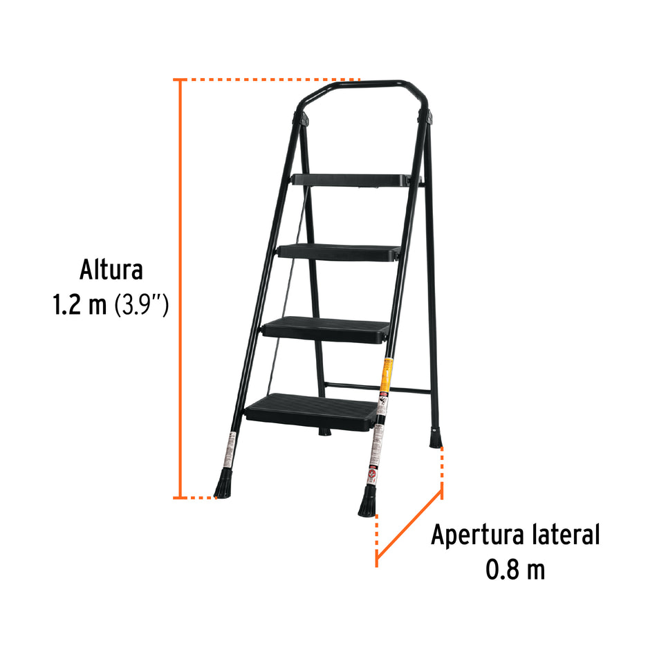 Escalera tubular, plegable, 4 peldaños, Truper, 103144